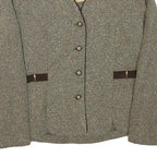 MISS DORHY Womens Brown & Cream Textured Jacket S Polyester Blend Button Closure