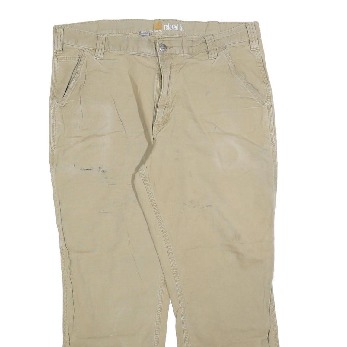 CARHARTT Mens Jeans Beige Relaxed Straight Denim W38 L30 Workwear Durable