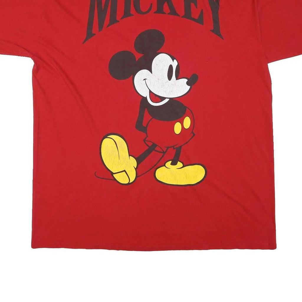 DISNEY Mens Red Mickey Graphic T-Shirt One Size Short Sleeve Crew Neck Casual
