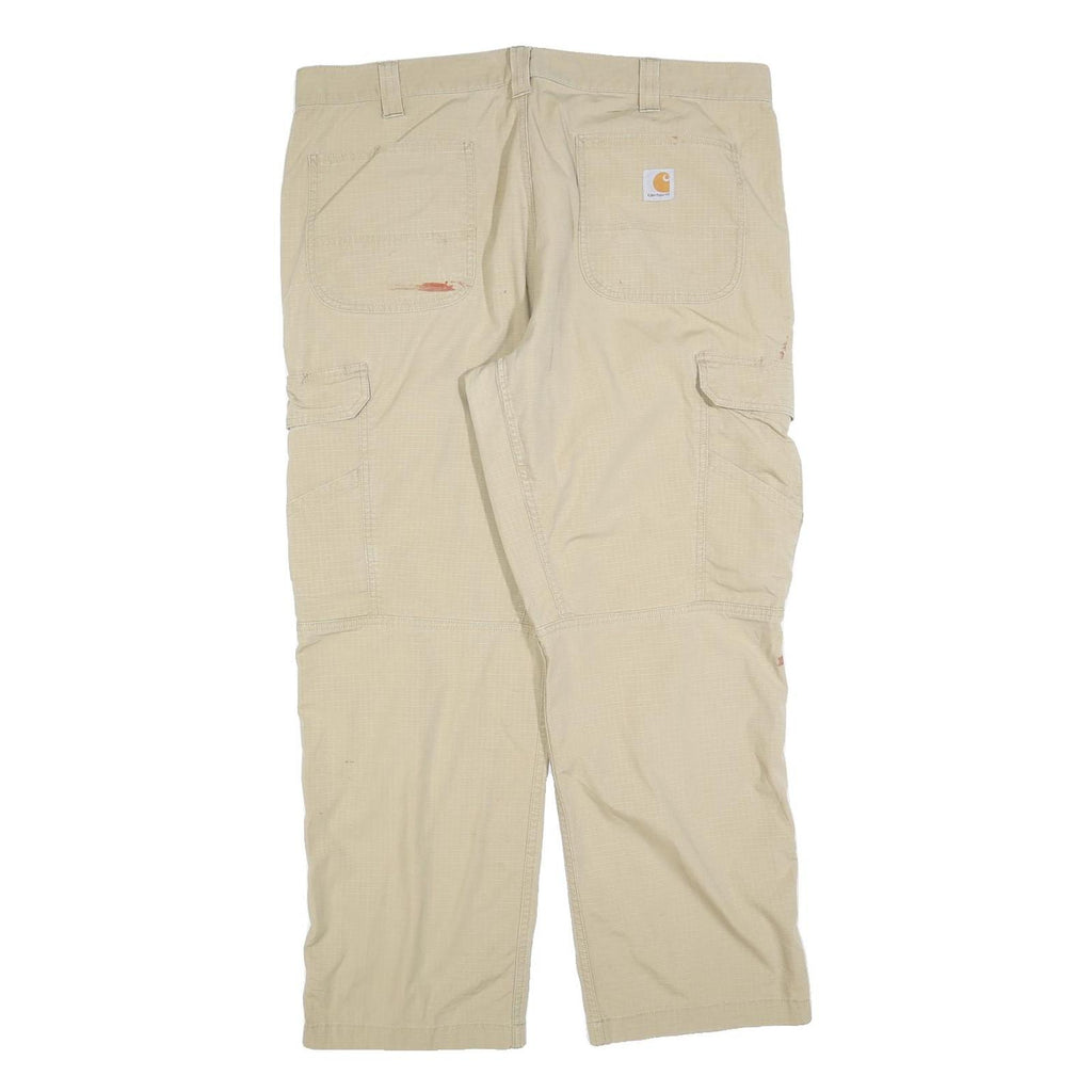 CARHARTT Mens Cotton Blend Beige Relaxed Fit Cargo Trousers W40 L30 Workwear