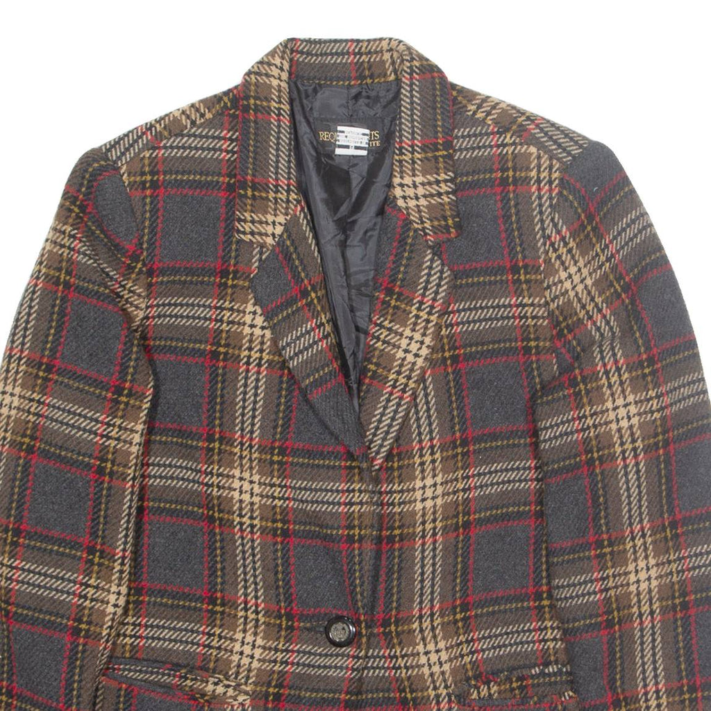 REQUIREMENTS Petite Womens Blazer Jacket Grey Wool Check UK 8
