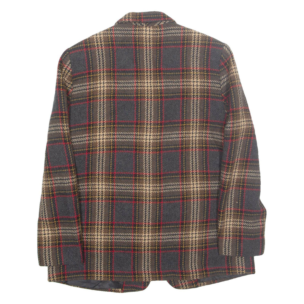 REQUIREMENTS Petite Womens Blazer Jacket Grey Wool Check UK 8