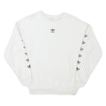 ADIDAS Womens White Sweatshirt Crew Neck UK 4 Cotton Blend Logo Print