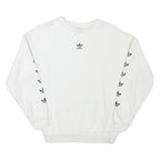 ADIDAS Womens White Sweatshirt Crew Neck UK 4 Cotton Blend Logo Print