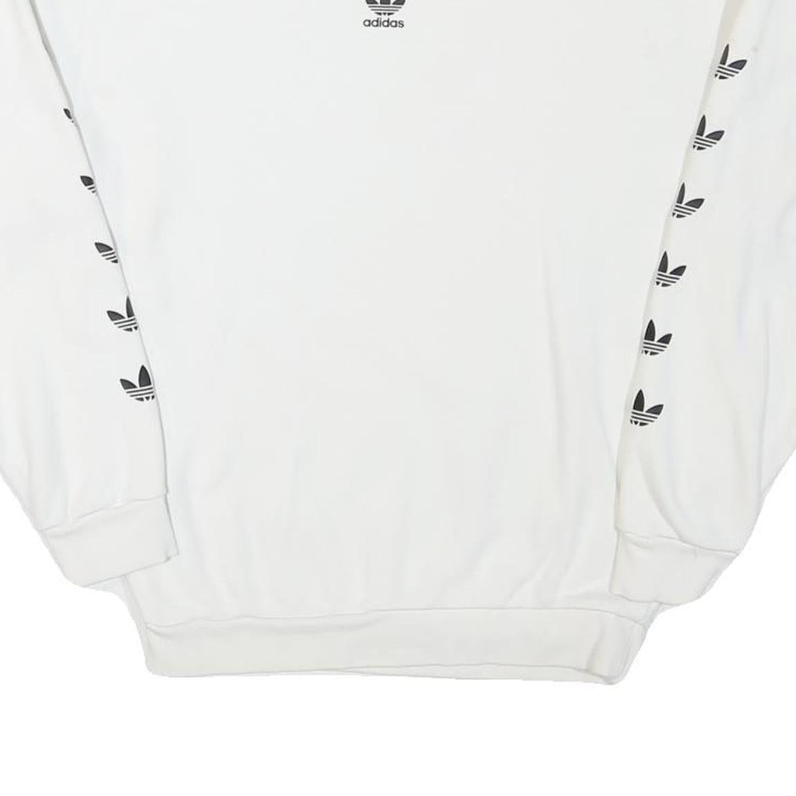 ADIDAS Womens White Sweatshirt Crew Neck UK 4 Cotton Blend Logo Print