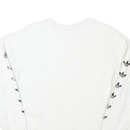 ADIDAS Womens White Sweatshirt Crew Neck UK 4 Cotton Blend Logo Print