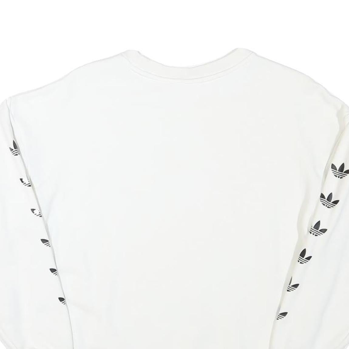 ADIDAS Womens White Sweatshirt Crew Neck UK 4 Cotton Blend Logo Print