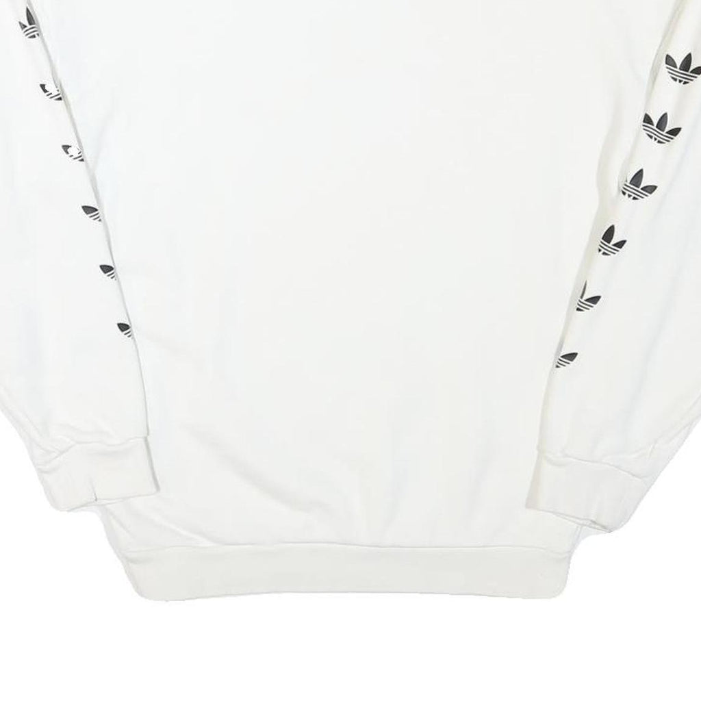 ADIDAS Womens White Sweatshirt Crew Neck UK 4 Cotton Blend Logo Print