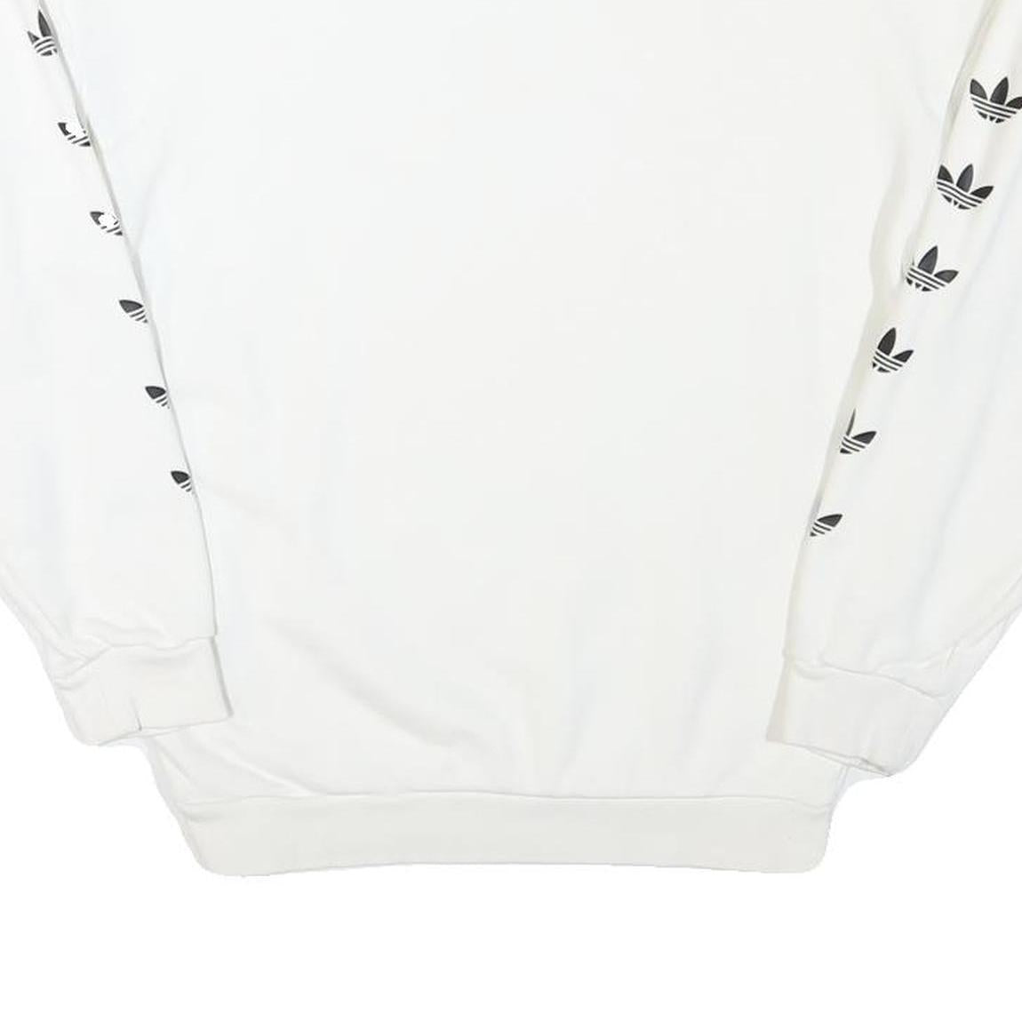 ADIDAS Womens White Sweatshirt Crew Neck UK 4 Cotton Blend Logo Print