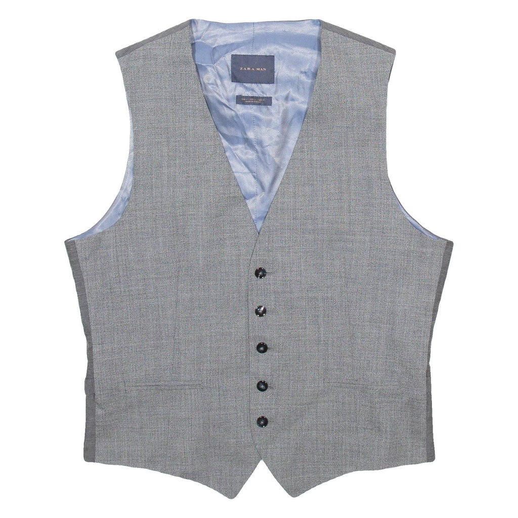 ZARA MAN Mens Blazer Waistcoat Blue Wool L