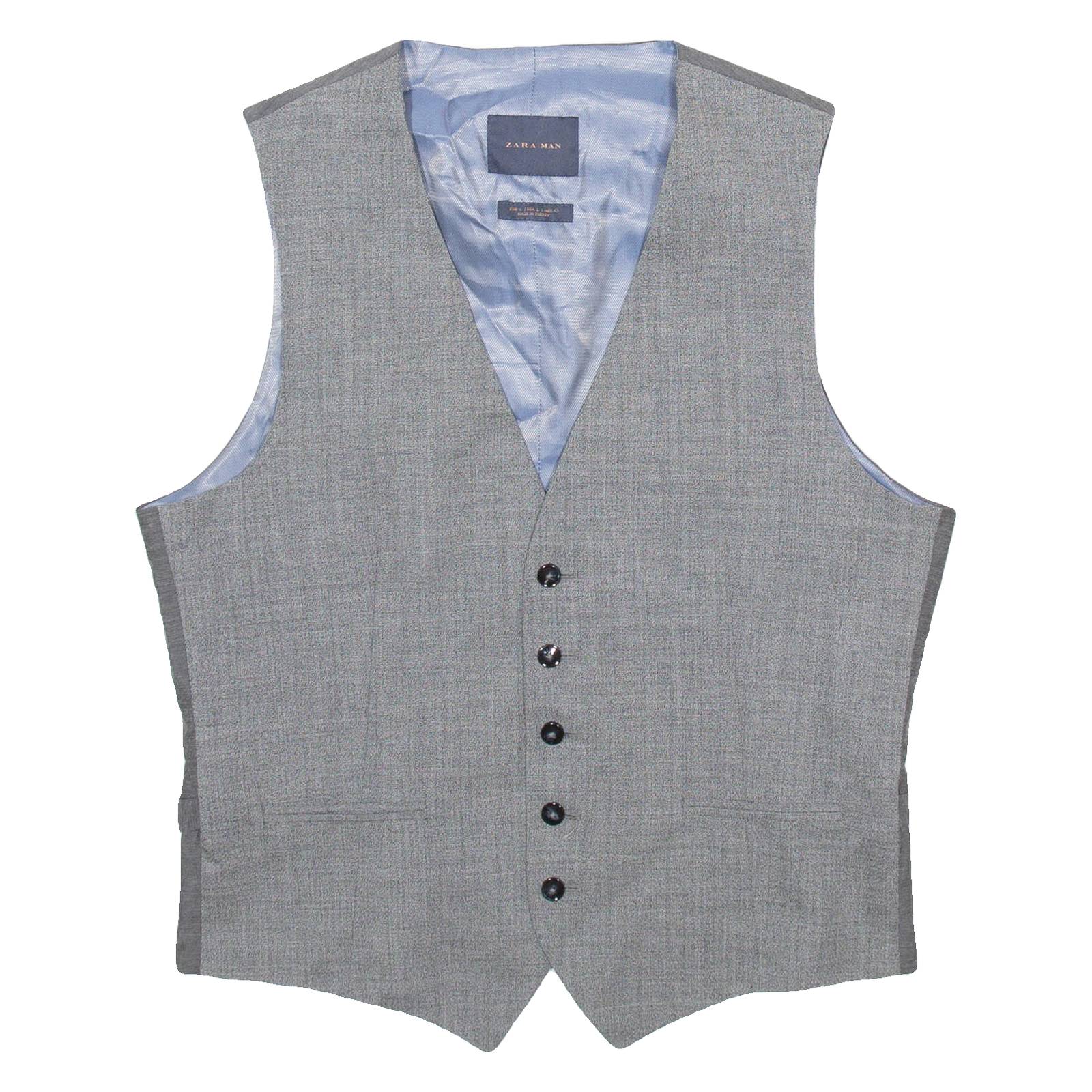 ZARA MAN Mens Blazer Waistcoat Blue Wool L