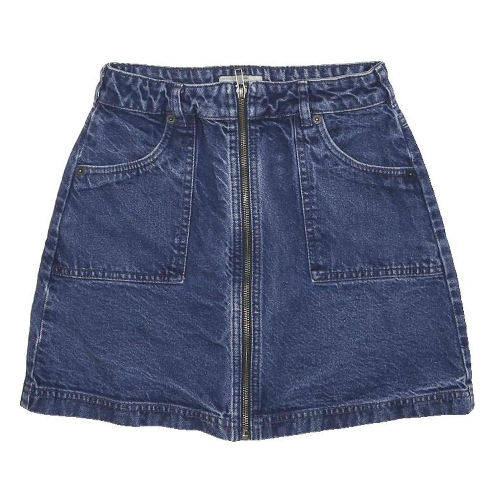 JACK WILLS Womens Blue Denim Mini Skirt Zip Front Pockets UK 8 Casual Wear