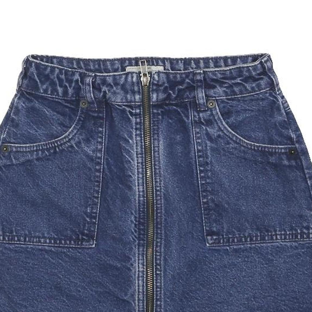 JACK WILLS Womens Blue Denim Mini Skirt Zip Front Pockets UK 8 Casual Wear