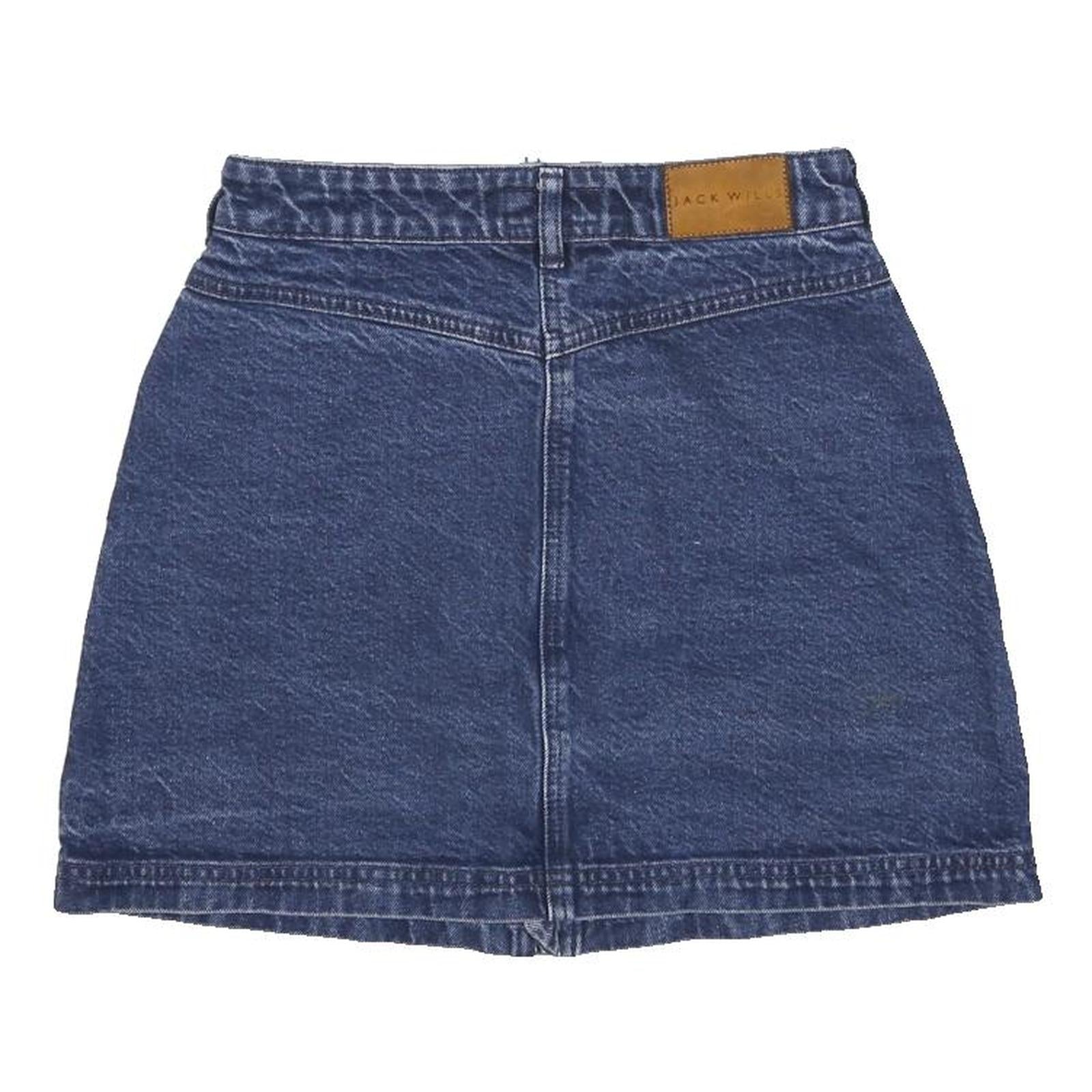 JACK WILLS Womens Blue Denim Mini Skirt Zip Front Pockets UK 8 Casual Wear