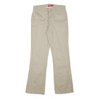 DICKIES Womens Cotton Blend Beige Regular Fit Straight Leg Trousers W26 L27