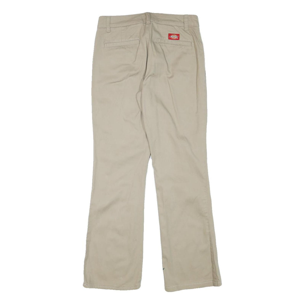 DICKIES Womens Cotton Blend Beige Regular Fit Straight Leg Trousers W26 L27
