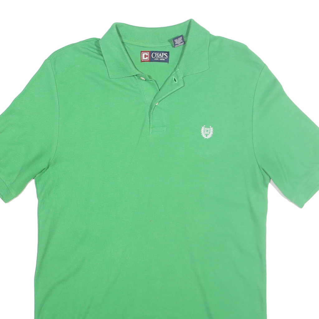 CHAPS Mens Green Polo Shirt S Short Sleeve Cotton Basic Casual