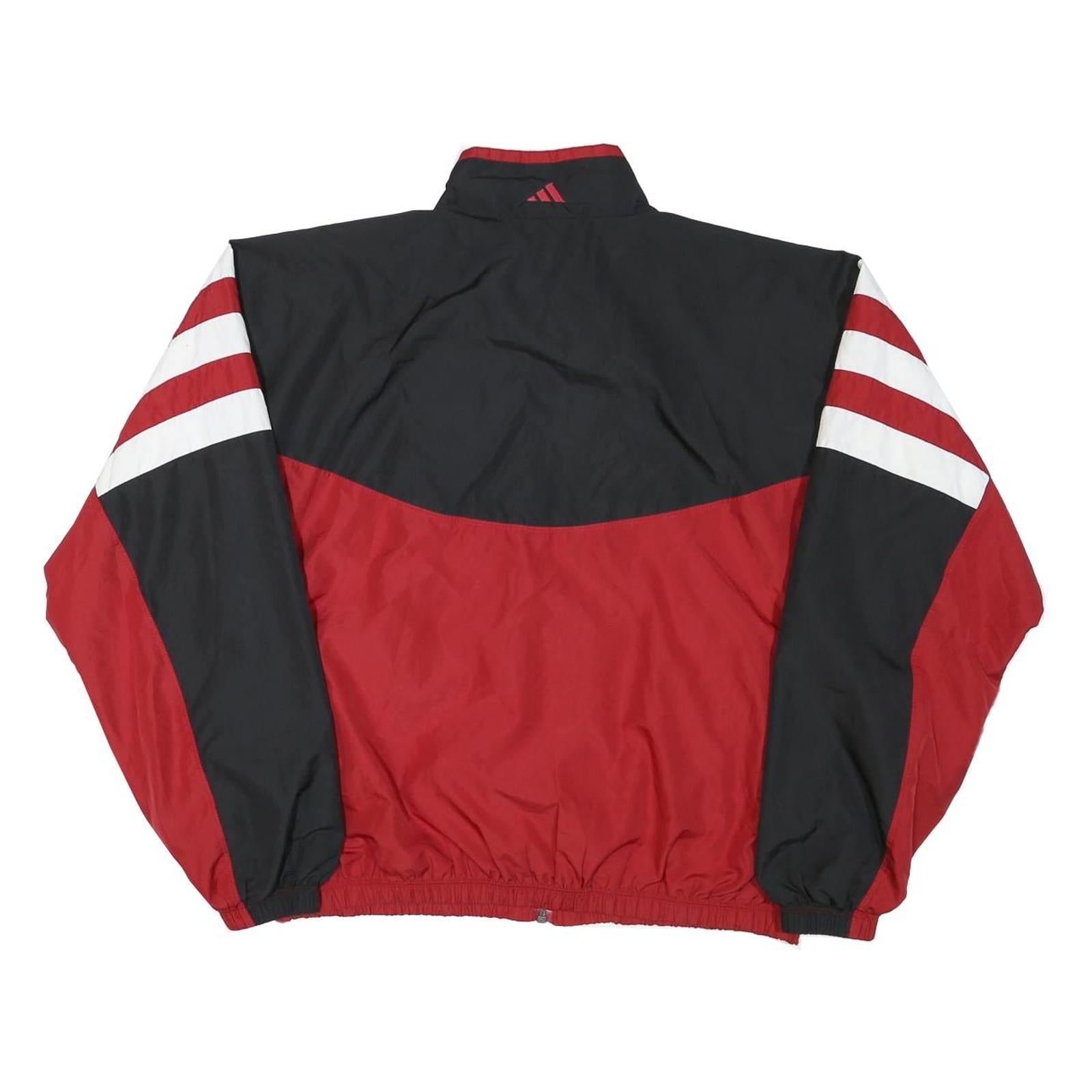 ADIDAS Mens Black & Red Track Jacket L Polyester Blend Zip Athletic Sportswear