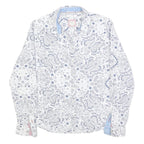 PEPE JEANS Womens White Blue Paisley Print Shirt Long Sleeve Collared S