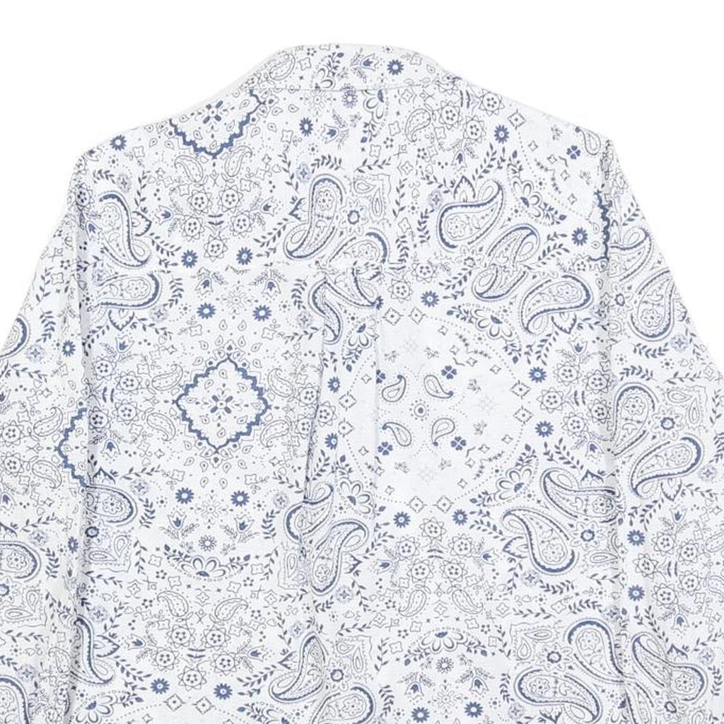 PEPE JEANS Womens White Blue Paisley Print Shirt Long Sleeve Collared S