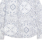 PEPE JEANS Womens White Blue Paisley Print Shirt Long Sleeve Collared S