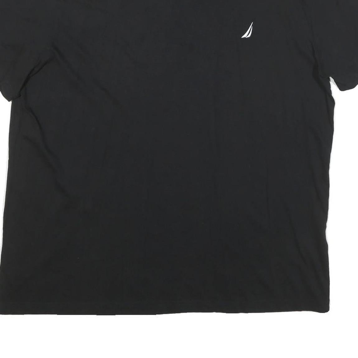 NAUTICA Mens Black V-Neck Cotton Blend T-Shirt 2XL Short Sleeve Classic Fit