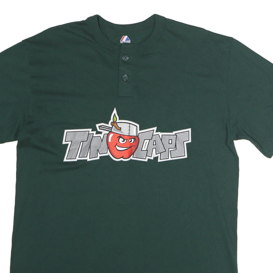 MAJESTIC Mens Green Tin Caps Graphic T-Shirt L Short Sleeve Crew Neck Cotton