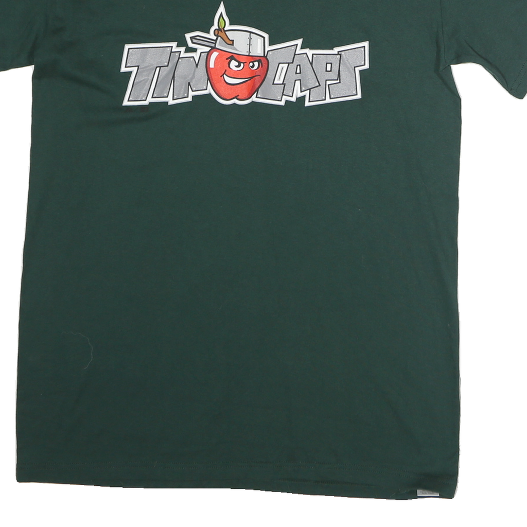 MAJESTIC Mens Green Tin Caps Graphic T-Shirt L Short Sleeve Crew Neck Cotton