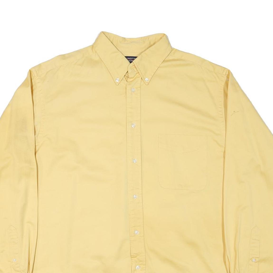 ROUNDTREE AND YORKE Mens Yellow Shirt L Button-Down Cotton Blend Long Sleeve