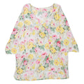 Womens Printed Top Beige V-Neck Floral XL