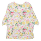 Womens Printed Top Beige V-Neck Floral XL