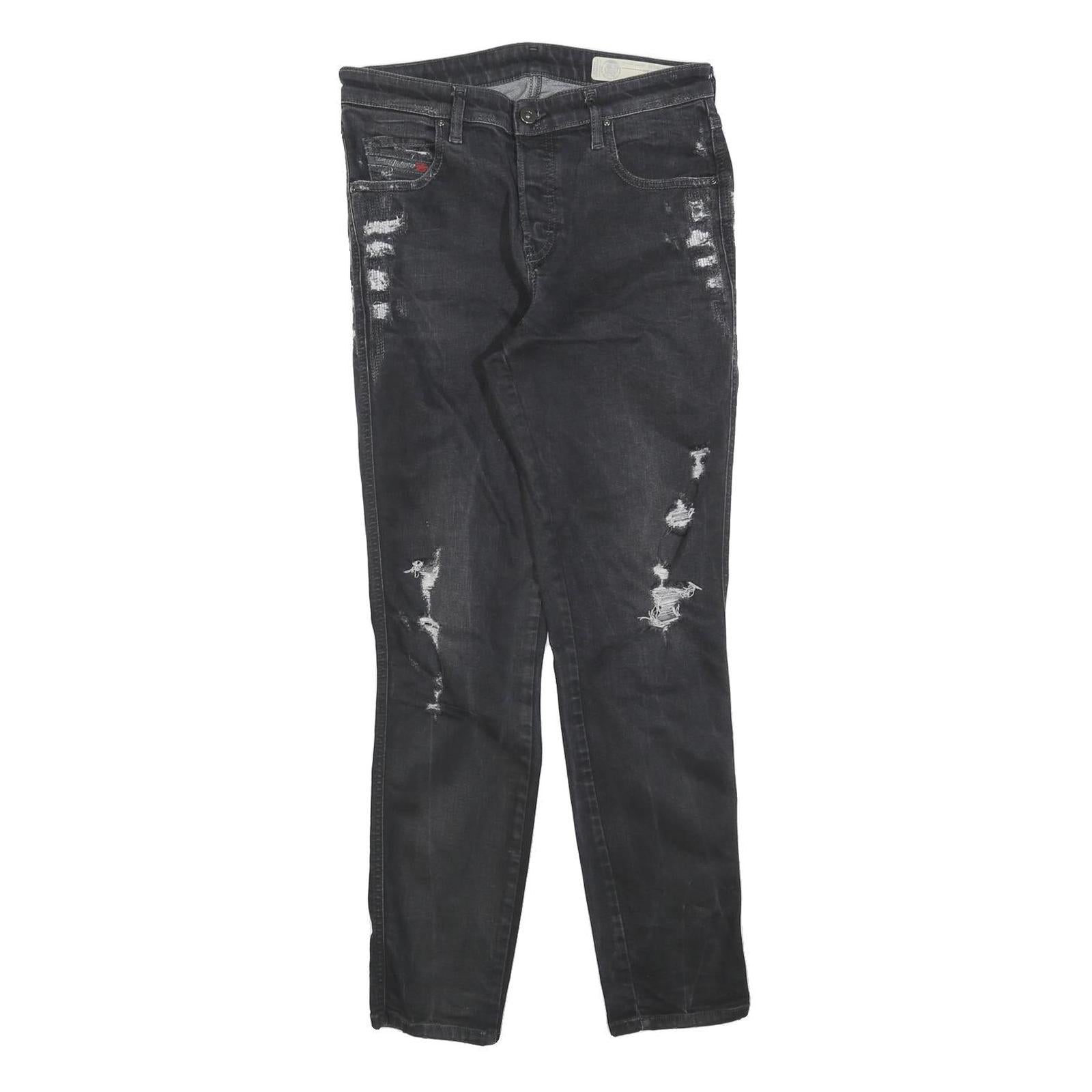 DIESEL Womens Jeans Black Slim Skinny Denim Medium W29 L29 Distressed