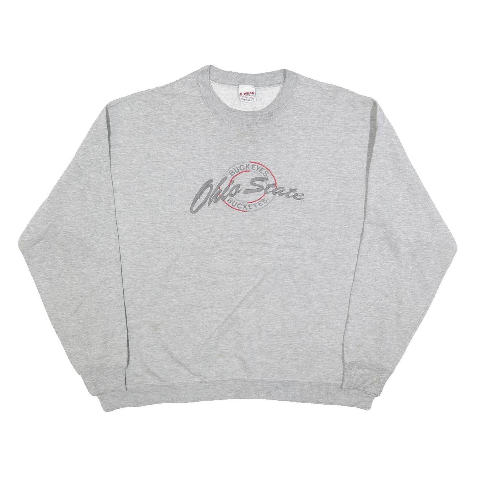 B WEAR Mens Grey XL Ohio State Crew Neck Cotton Blend Sweatshirt