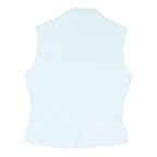 MUSTANG Womens White Button Up Denim Jacket M Cotton Blend Sleeveless Casual