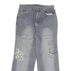 SUIT5AN Womens Jeans Blue Relaxed Wide-Leg Denim Medium W30 L29 Embroidered