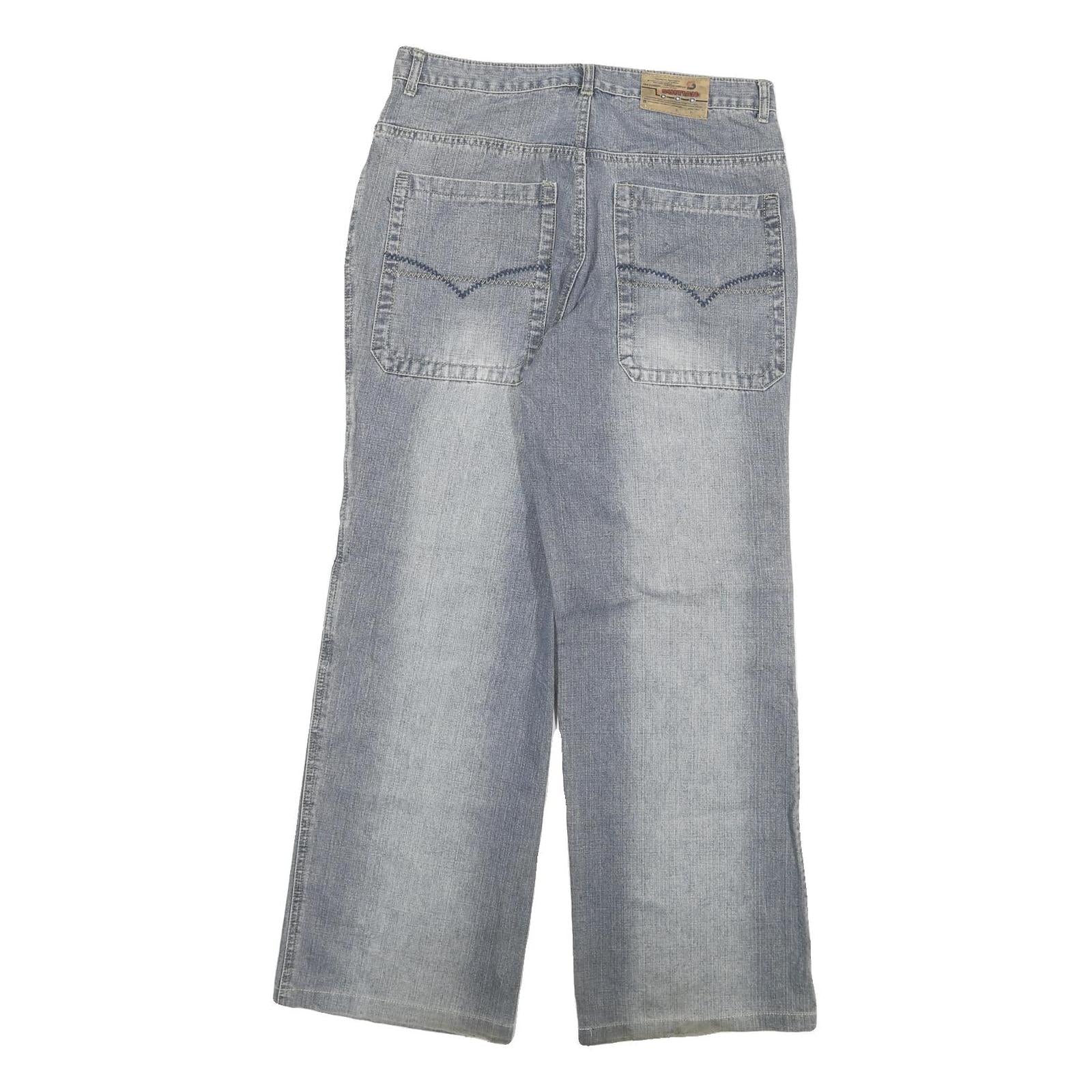 SUIT5AN Womens Jeans Blue Relaxed Wide-Leg Denim Medium W30 L29 Embroidered