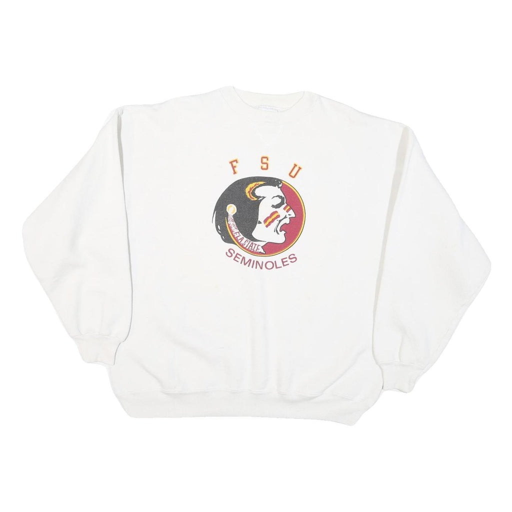ULTRA SWEATS Mens White FSU Seminoles Crew Neck L Cotton Blend Pullover