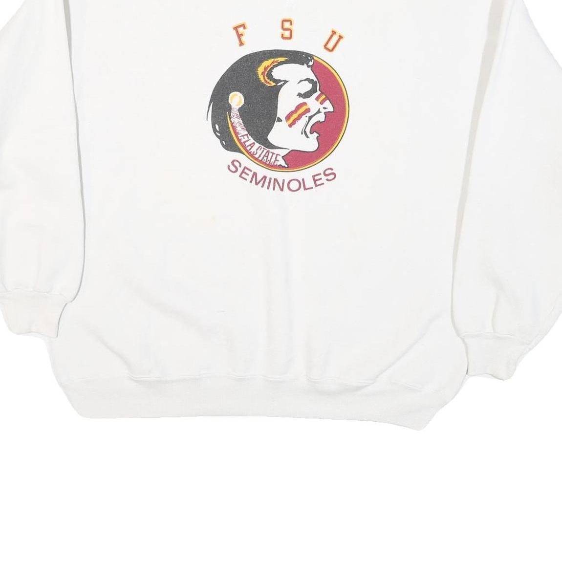 ULTRA SWEATS Mens White FSU Seminoles Crew Neck L Cotton Blend Pullover