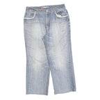 VITESSE NINE Mens Jeans Blue Relaxed Straight Denim Light W34 L26 Zip Pockets