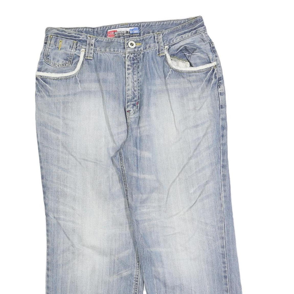 VITESSE NINE Mens Jeans Blue Relaxed Straight Denim Light W34 L26 Zip Pockets