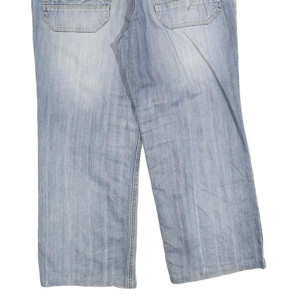 VITESSE NINE Mens Jeans Blue Relaxed Straight Denim Light W34 L26 Zip Pockets