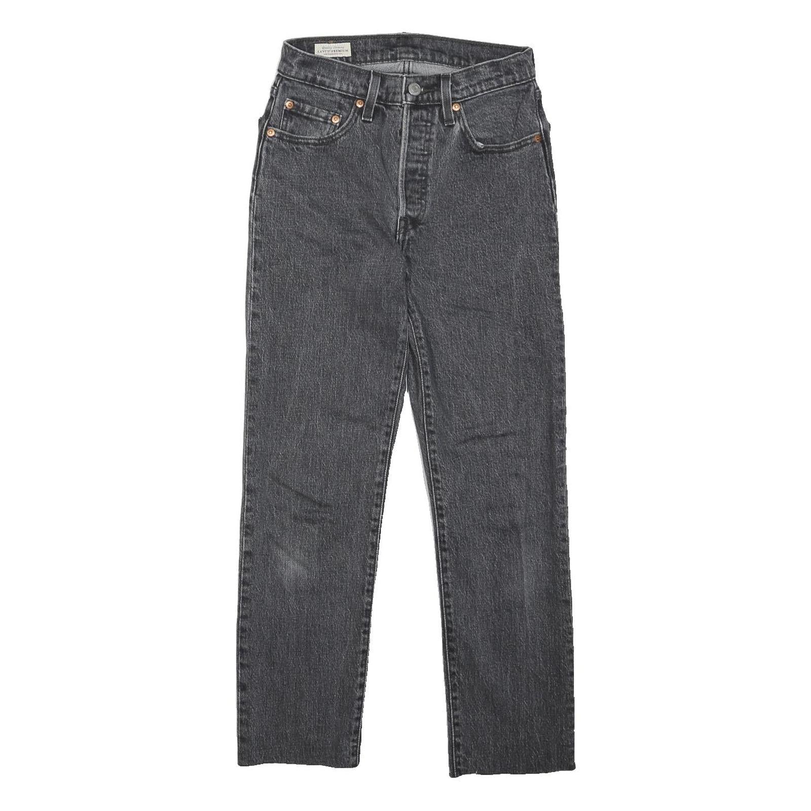 LEVI'S 501 BIG E Girls Jeans Black Regular Straight Denim Medium W26 L26 Cotton