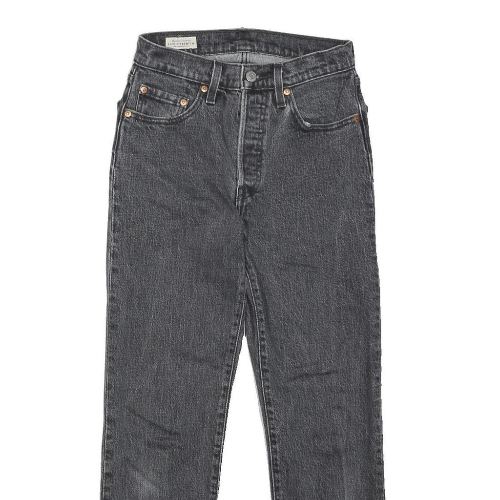 LEVI'S 501 BIG E Girls Jeans Black Regular Straight Denim Medium W26 L26 Cotton