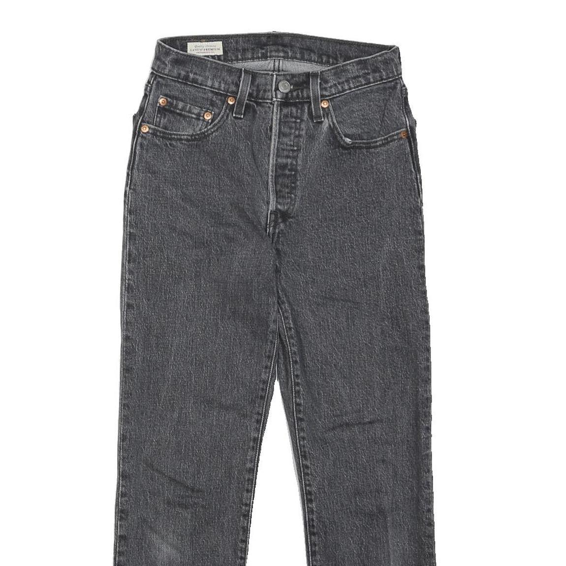 LEVI'S 501 BIG E Girls Jeans Black Regular Straight Denim Medium W26 L26 Cotton
