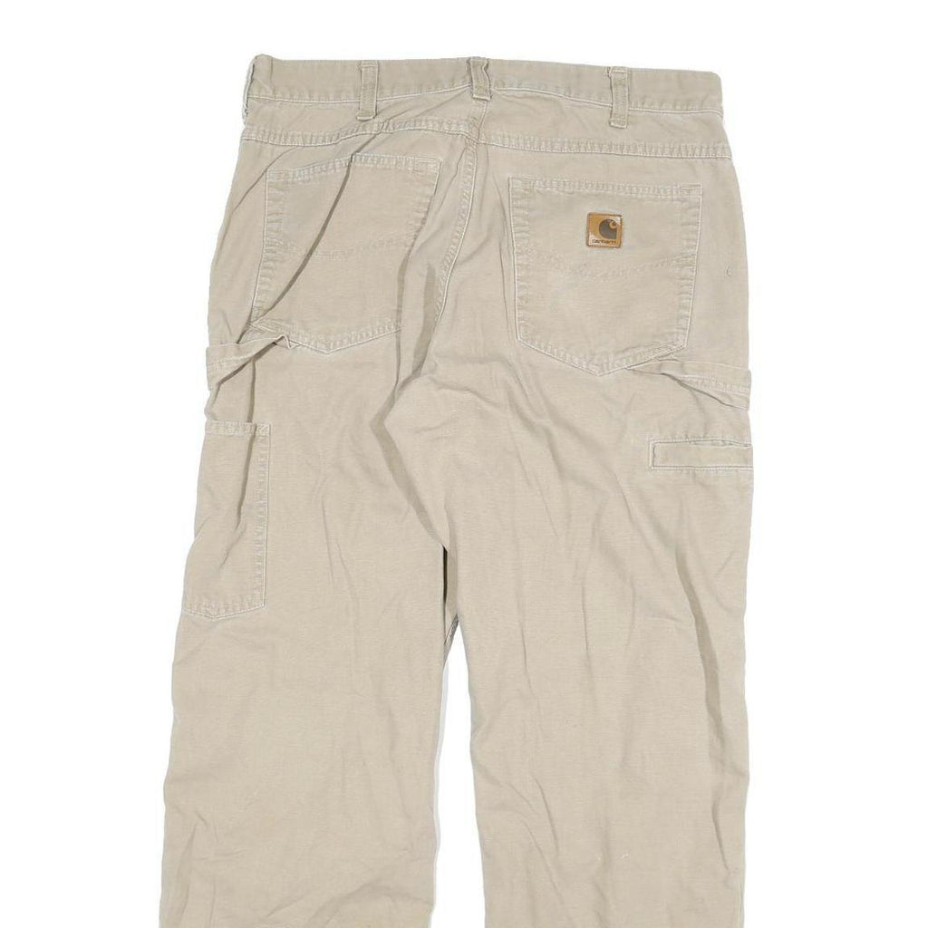 CARHARTT Mens Cotton Blend Beige Loose Straight Leg Trousers W34 L32 Workwear