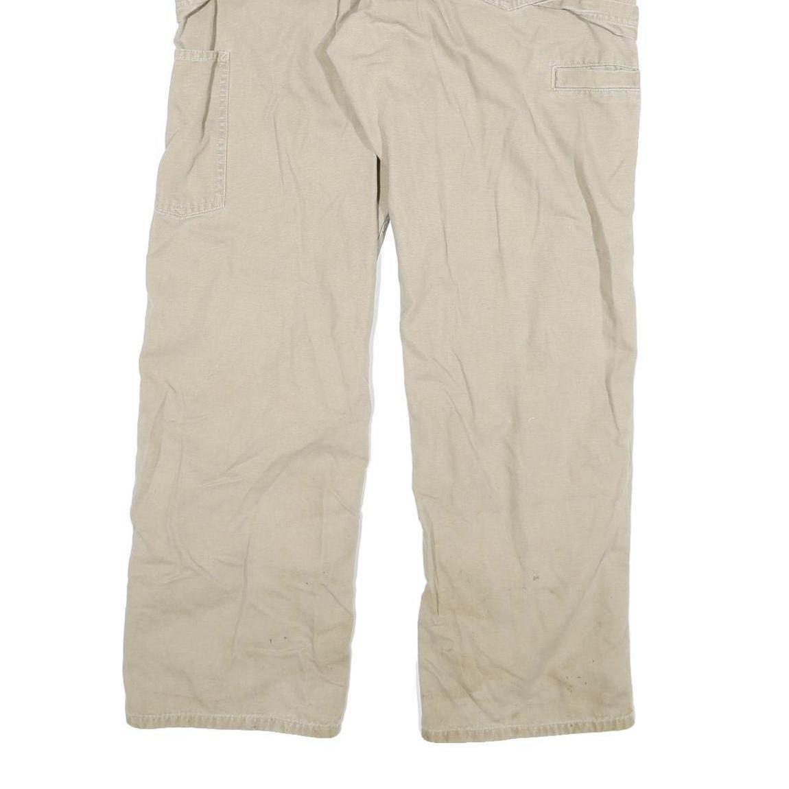 CARHARTT Mens Cotton Blend Beige Loose Straight Leg Trousers W34 L32 Workwear