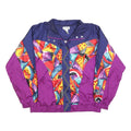 LAVON Womens Blue & Purple Abstract Pattern Zip Nylon Jacket L Fashion Outerwear