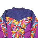 LAVON Womens Blue & Purple Abstract Pattern Zip Nylon Jacket L Fashion Outerwear