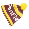 PENFIELD Mens Maroon & Yellow Knitted Beanie Acrylic Winter Pom Pom Hat