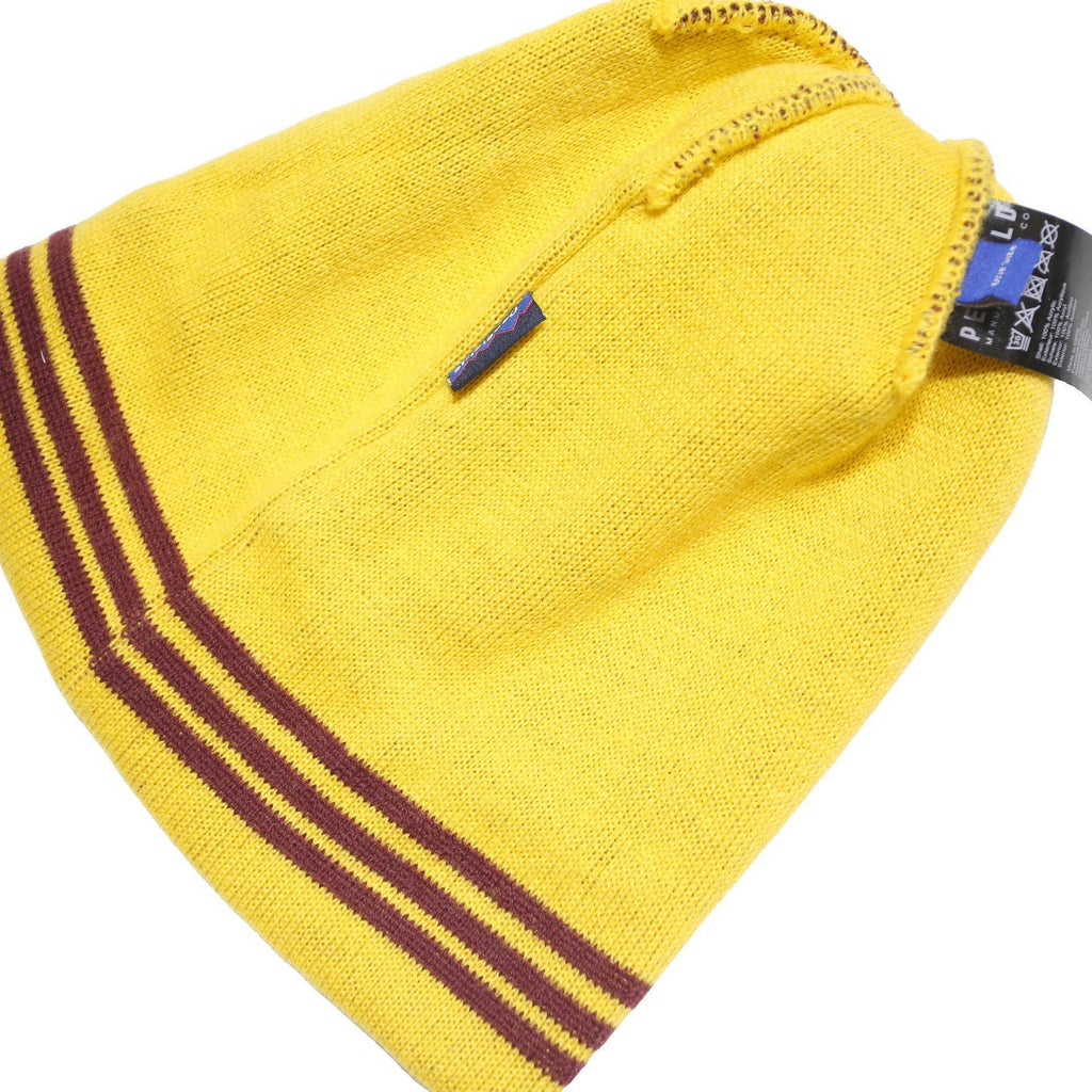 PENFIELD Mens Maroon & Yellow Knitted Beanie Acrylic Winter Pom Pom Hat